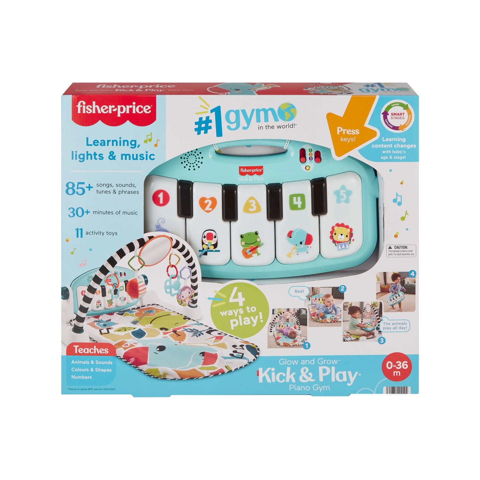 Fisher Price Glow and Grow Kick and Play Piano Gym Blue