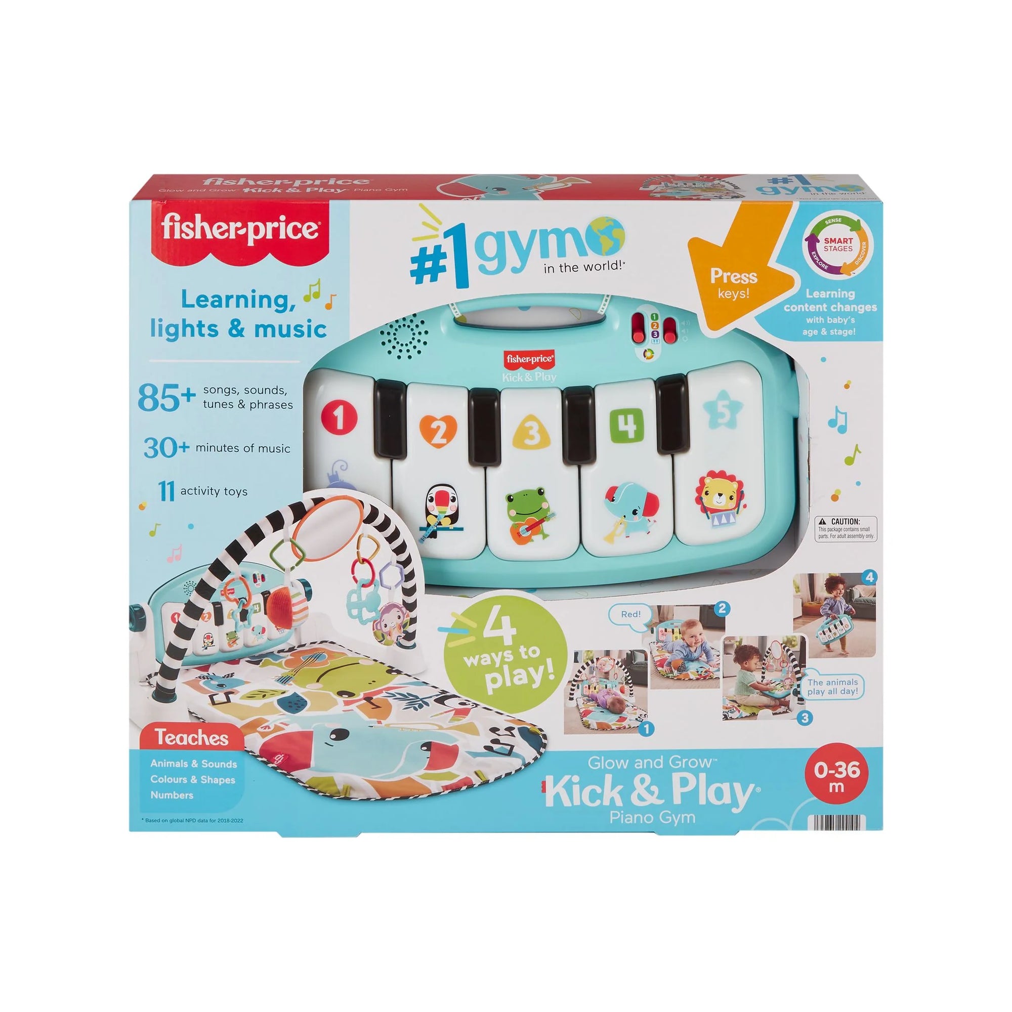 Fisher Price Glow and Grow Kick and Play Piano Gym Blue