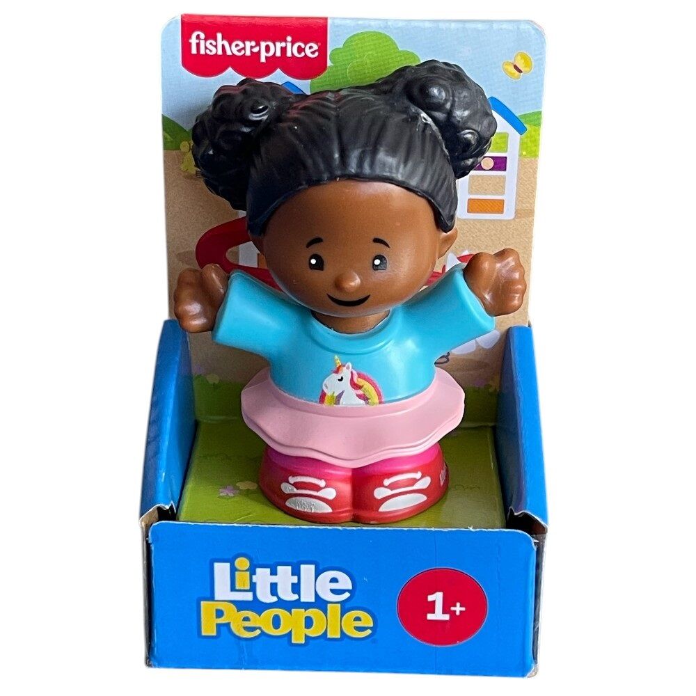 Fisher Price Little People Figure Girl with Pink Skirt Blue Top HXC08