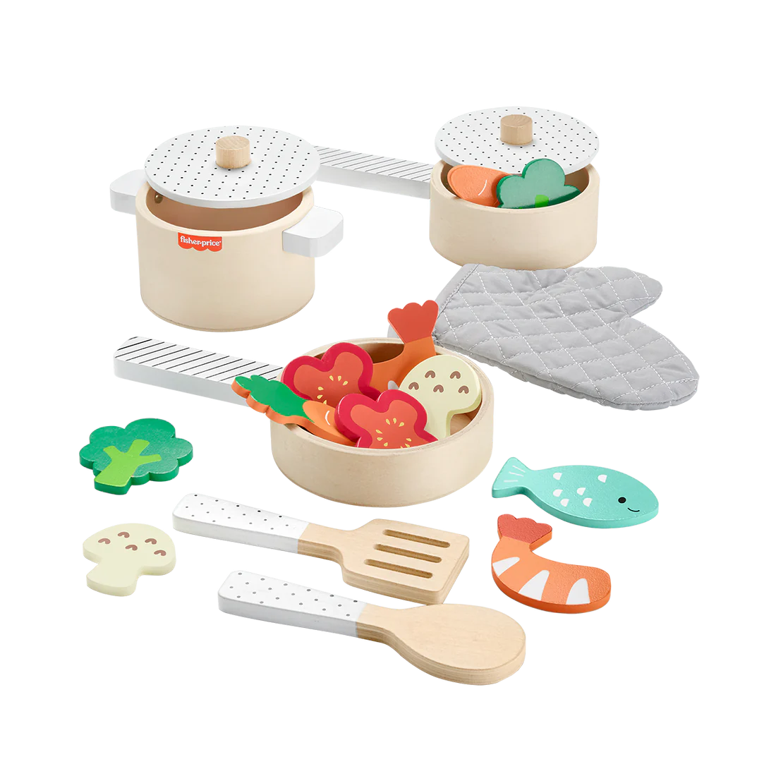 Fisher Price Wooden Pots and Pans Set