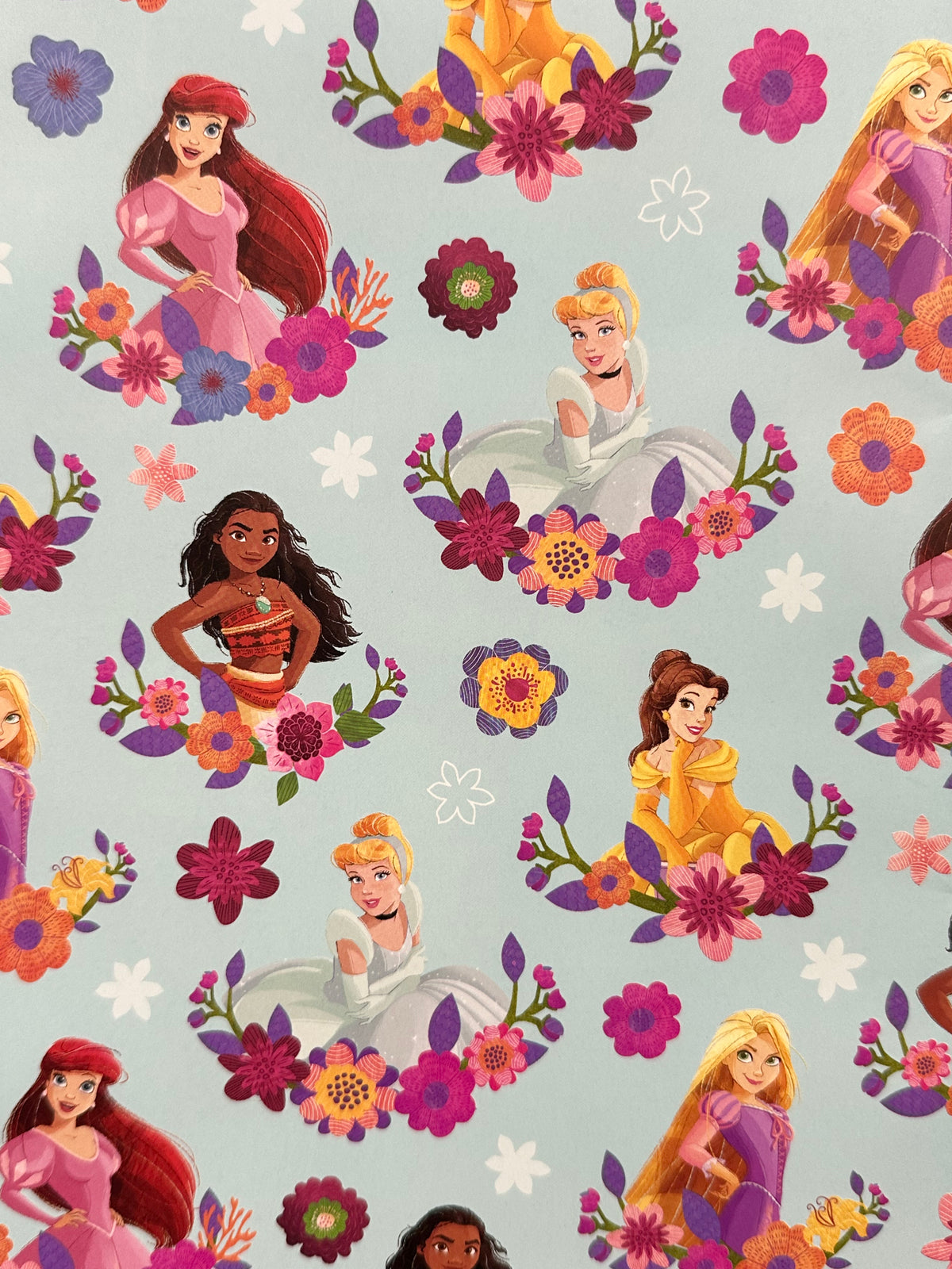 Wrap Folded Disney Princesses Blue with Flowers