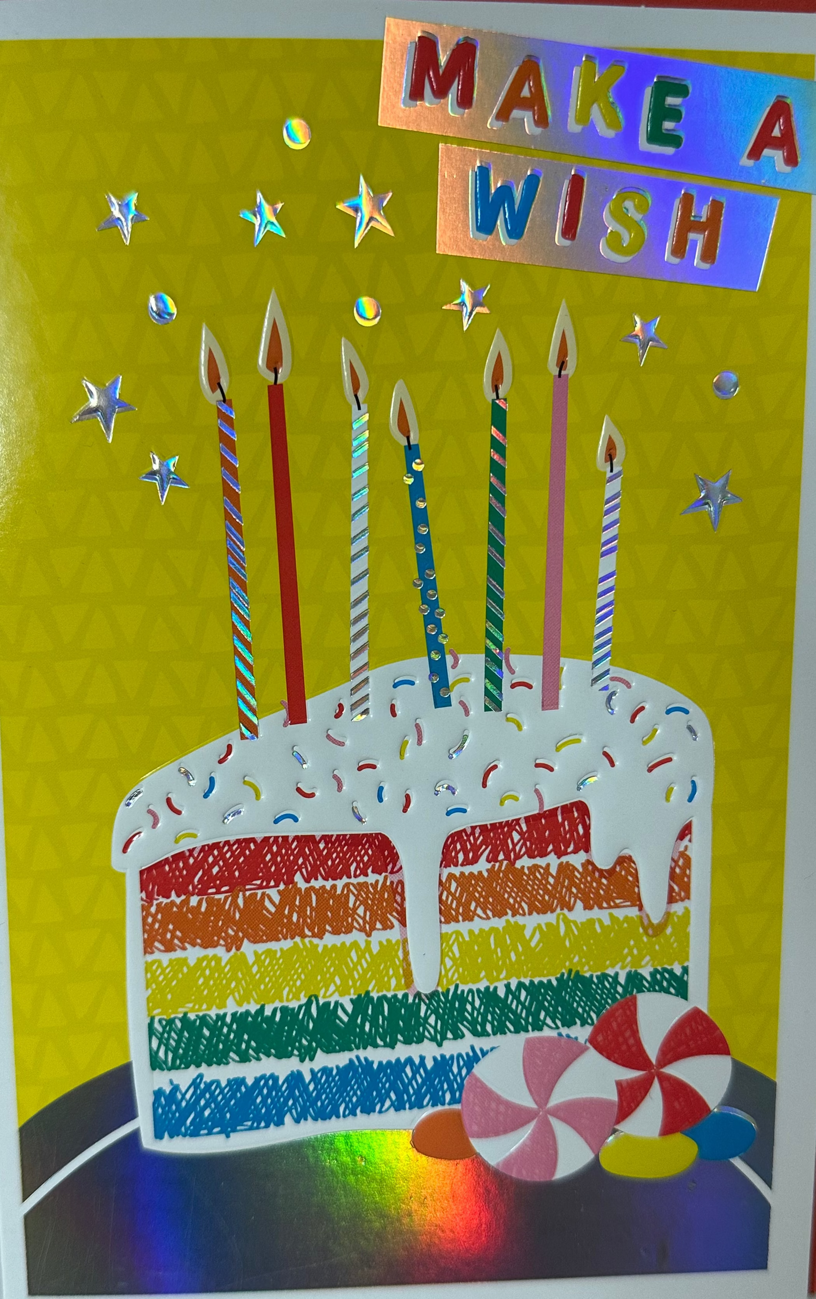 Birthday Card General Make A Wish Rainbow Cake
