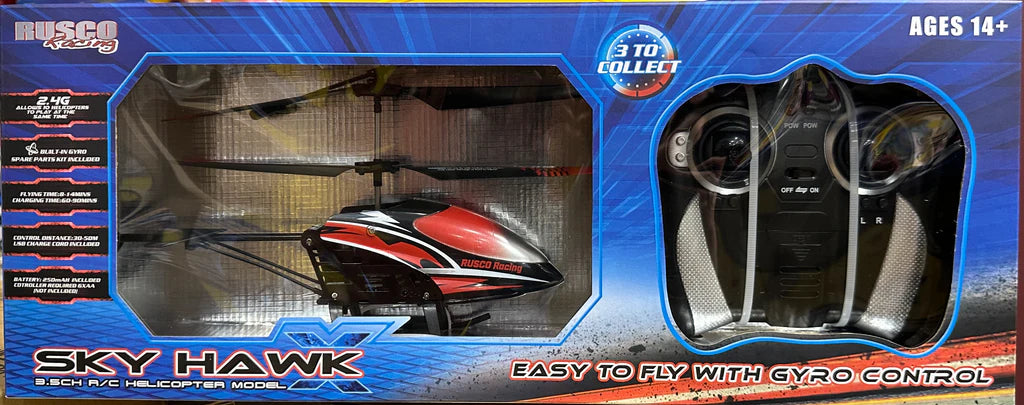 Rusco Racing R/C Sky Hawk Helicopter Asstd Colours Reg 3 x AAA batteries