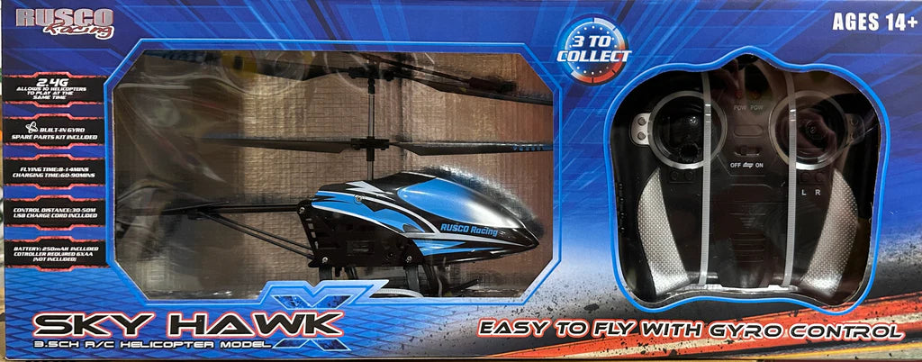 Rusco Racing R/C Sky Hawk Helicopter Asstd Colours Reg 3 x AAA batteries