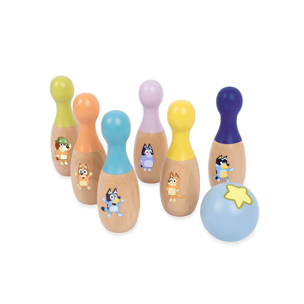 Bluey Wooden Skittle/Bowling Pin Set
