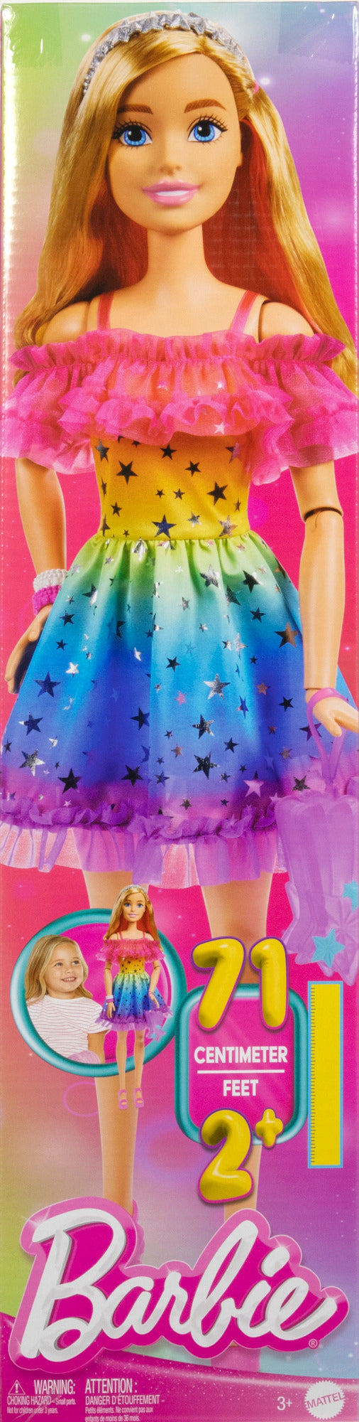 Barbie 28 inch Doll Caucasian - Rainbow Star Design Dress