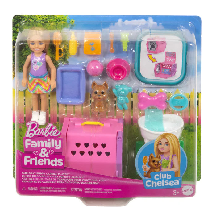 Barbie Chelsea Family &amp; Friends Puppy Carrier Doll and Playset