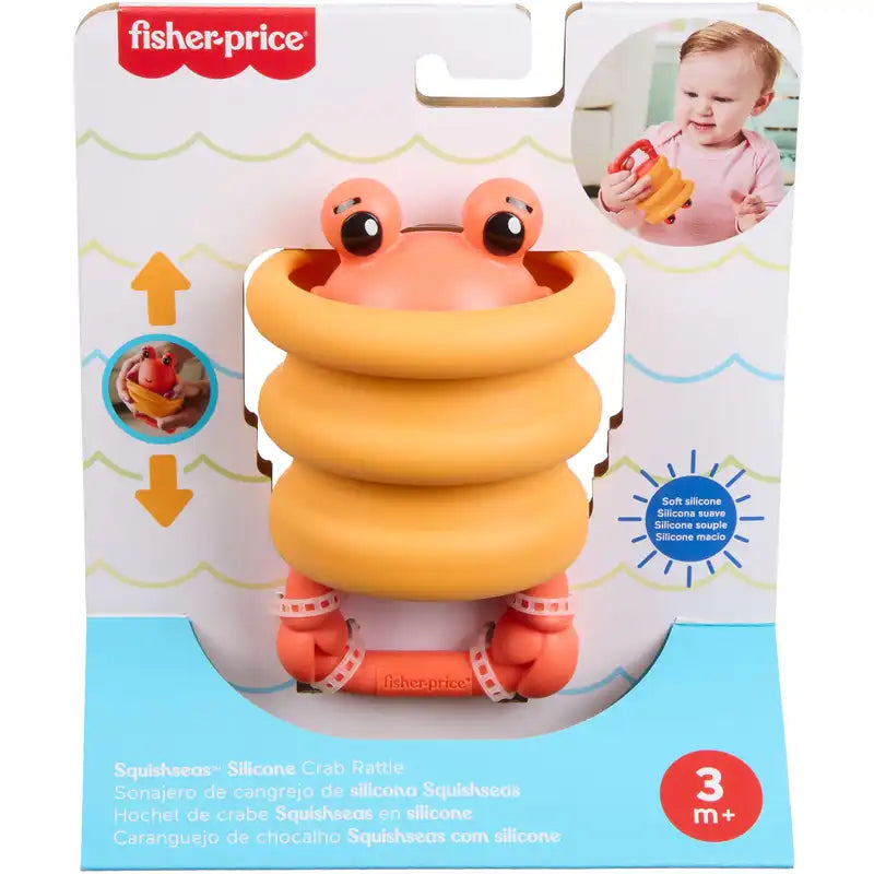 Fisher Price Squishseas 2 in 1 Silicone Rattle - Crab