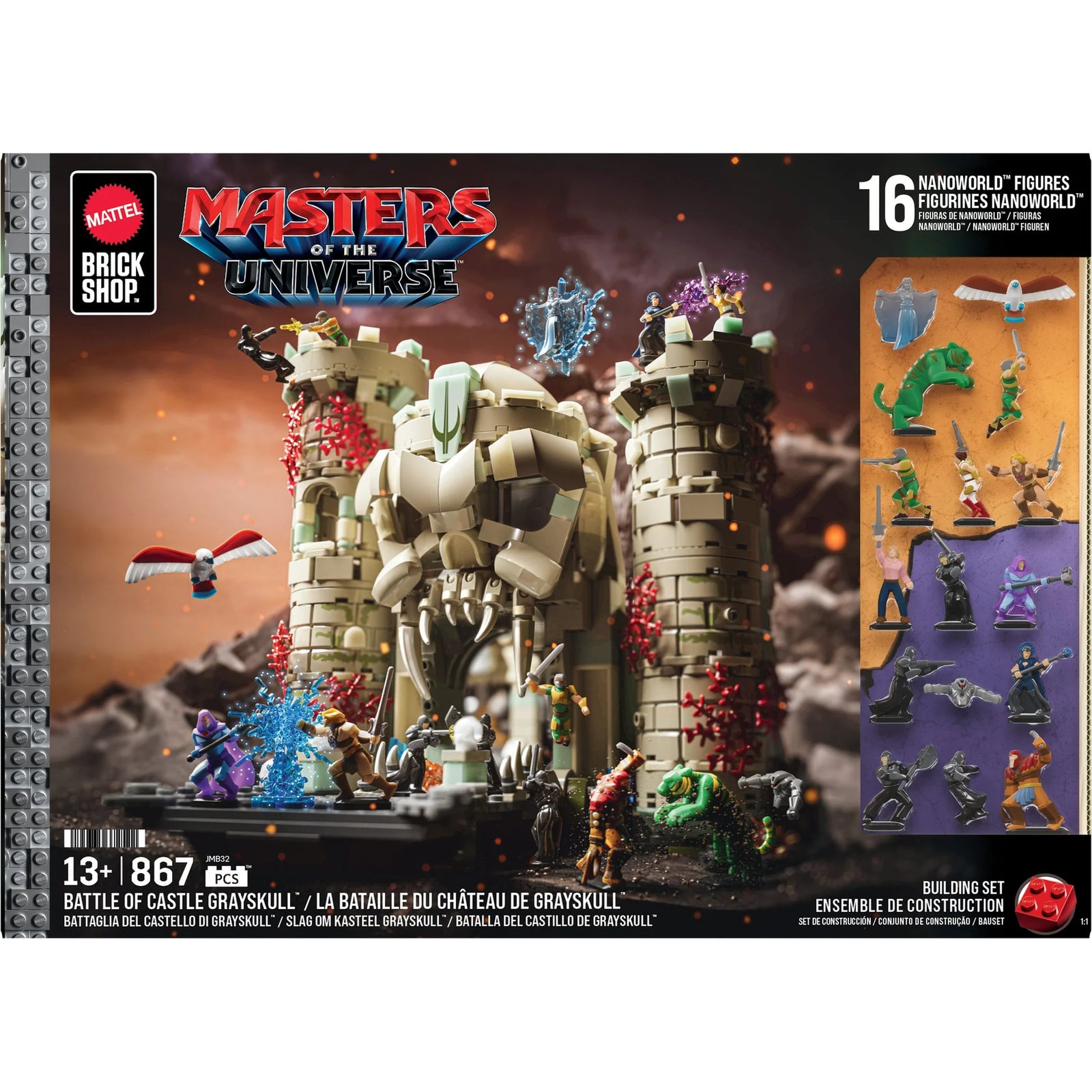 Mattel Brick Shop Masters Of The Universe Battle of Castle Grayskull Building Toy Kit 867pc