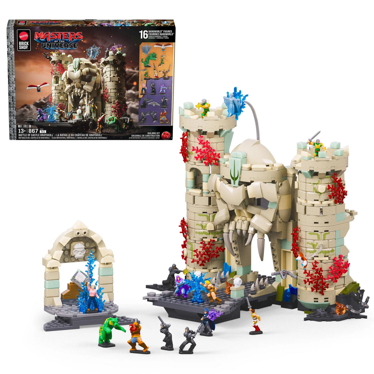Mattel Brick Shop Masters Of The Universe Battle of Castle Grayskull Building Toy Kit 867pc