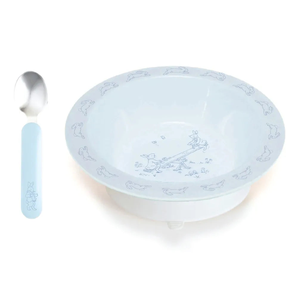 Bunnykins Melamine Suction Bowl & Spoon Set Blue