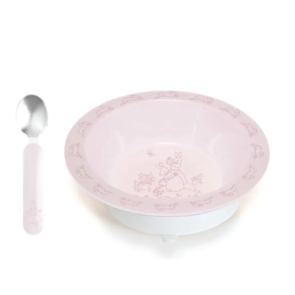 Bunnykins Melamine Suction Bowl & Spoon Set Pink