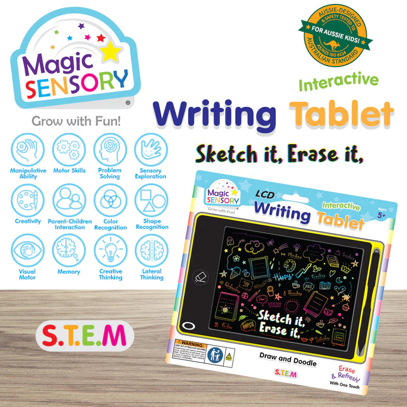 Magic Sensory LCD Interactive Writing Tablet USB Re-chargeable Draw &amp; Doodle Yellow