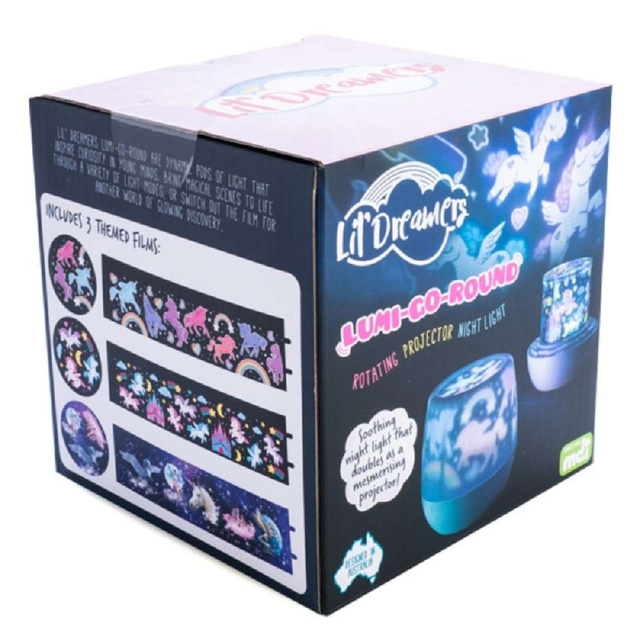 Lil Dreamers Lumi Go Round Rotating LED Projector Night Light UnicornUSB or req 3 x AA batteries