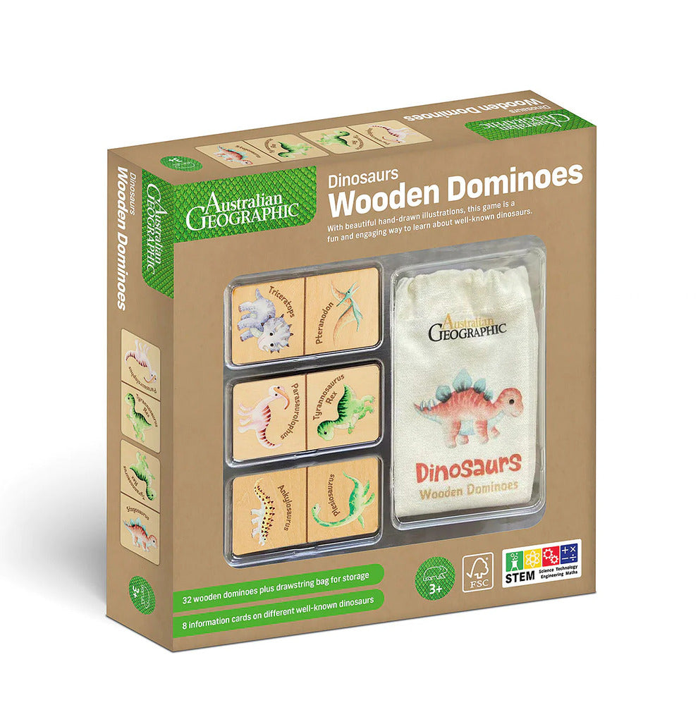 Australian Geographic Wooden Dominoes - Dinosaurs