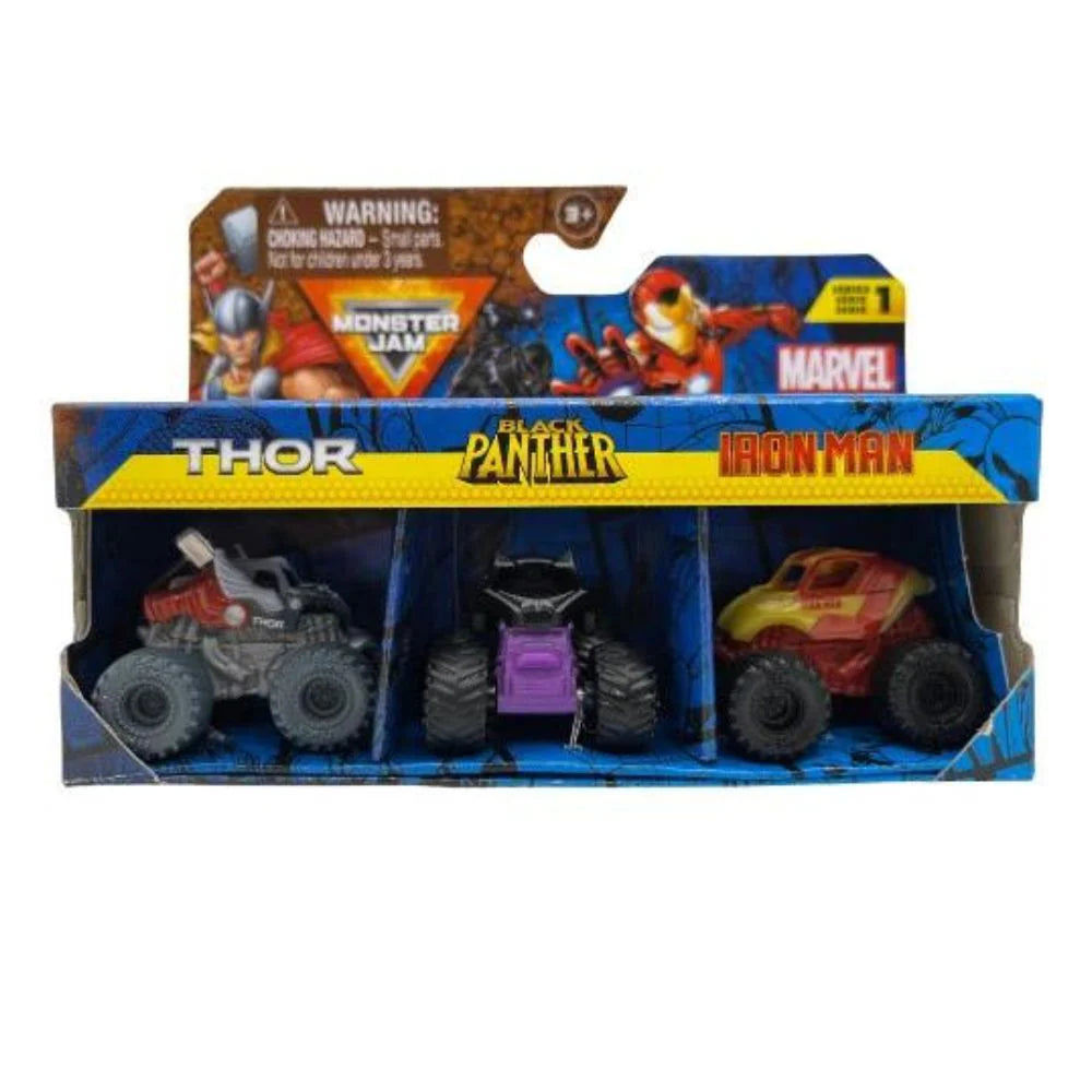 Monster Jam Mini Bundle Marvel - Thor, Black Panther, Iron Man