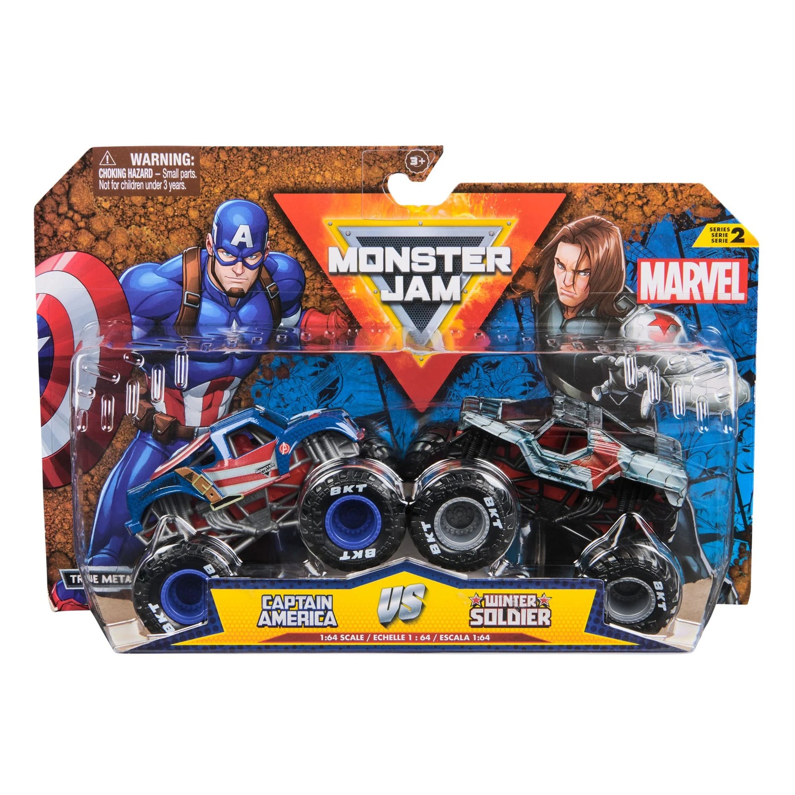 Monster Jam 1/64 Vehicles Marvel 2pk Captain America Vs Winter Soldier