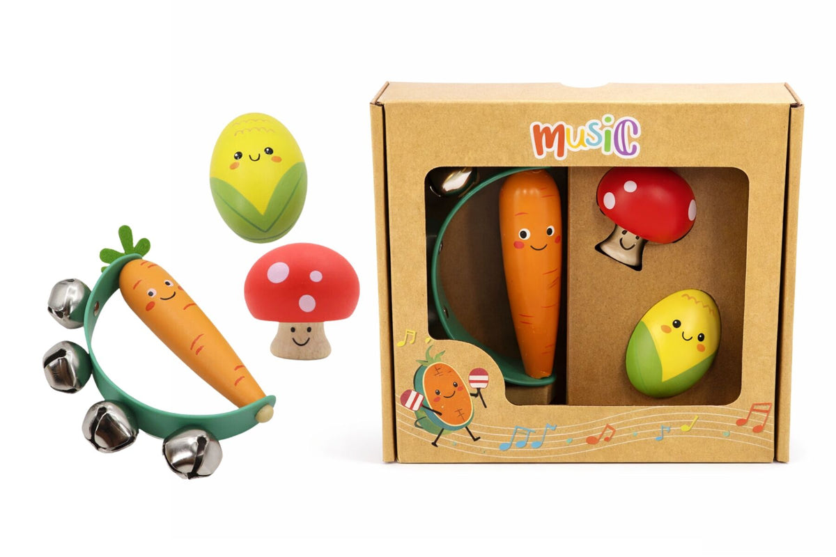 Kaper Kidz Vegetables 3pc Music Set - Carrot, Mushroom, Corn