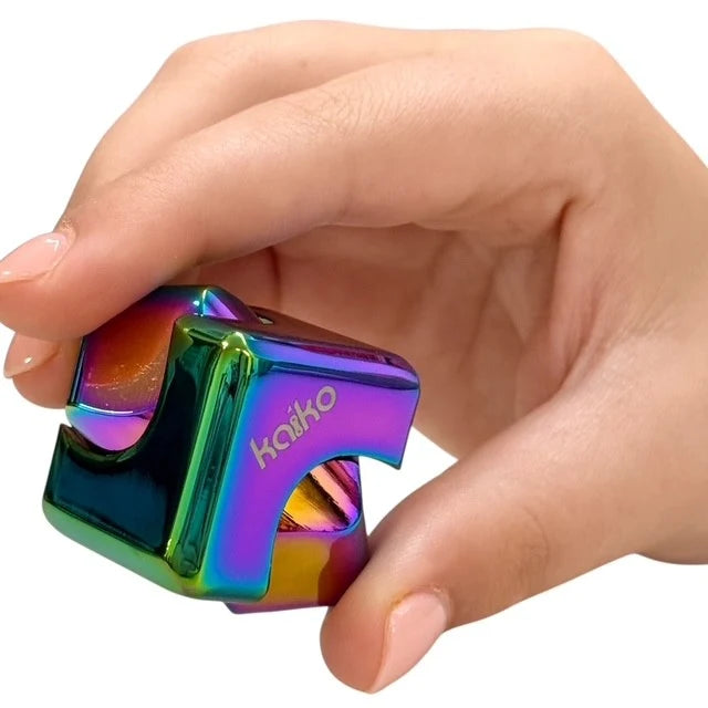KAIKO Square Spinning Cube in Oil Slick in Window Tin