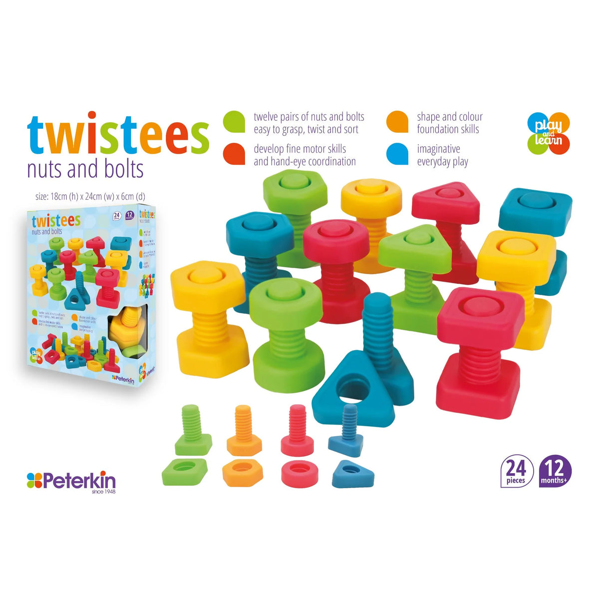 Peterkin Play &amp; Learn Twistees Nuts and Bolts