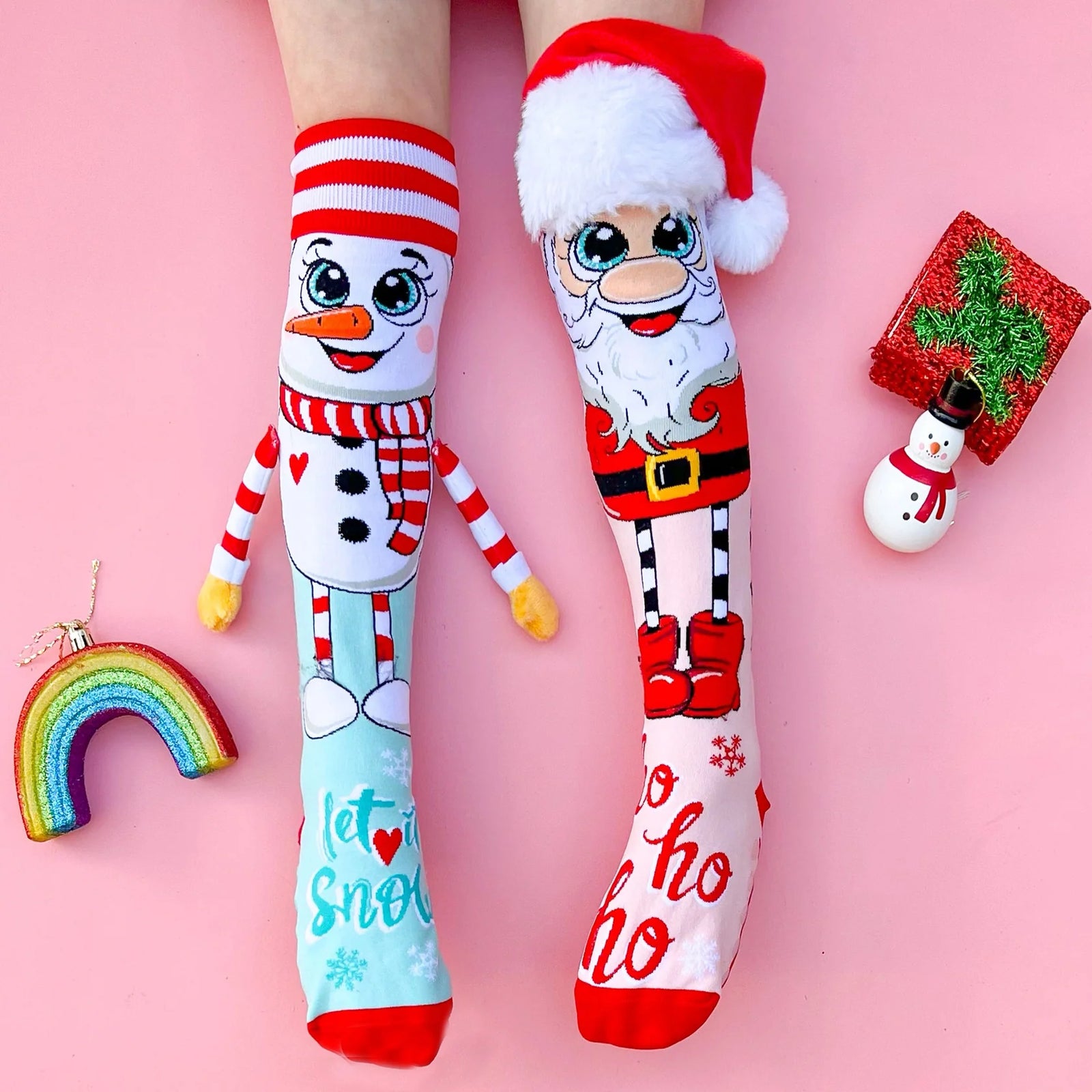 Mad Mia Socks Christmas Santa and Snowman One Size Fits All