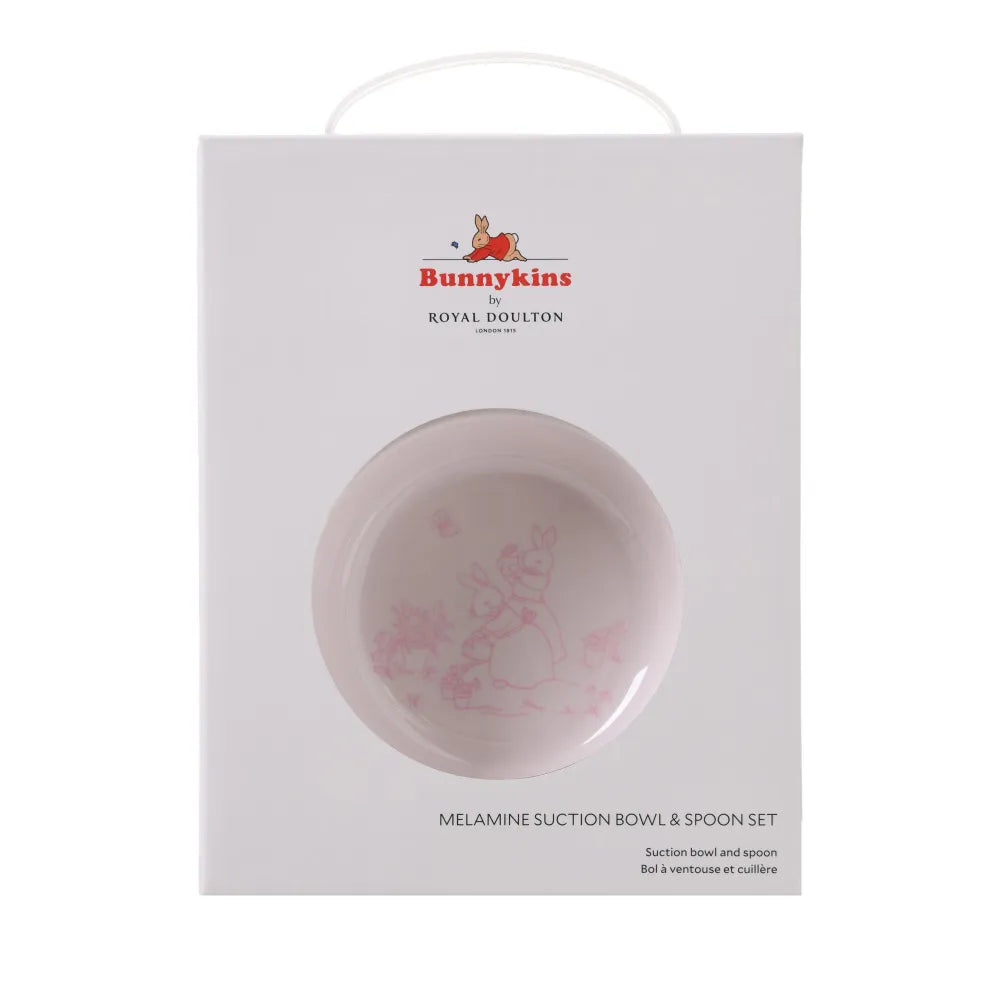 Bunnykins Melamine Suction Bowl &amp; Spoon Set Pink