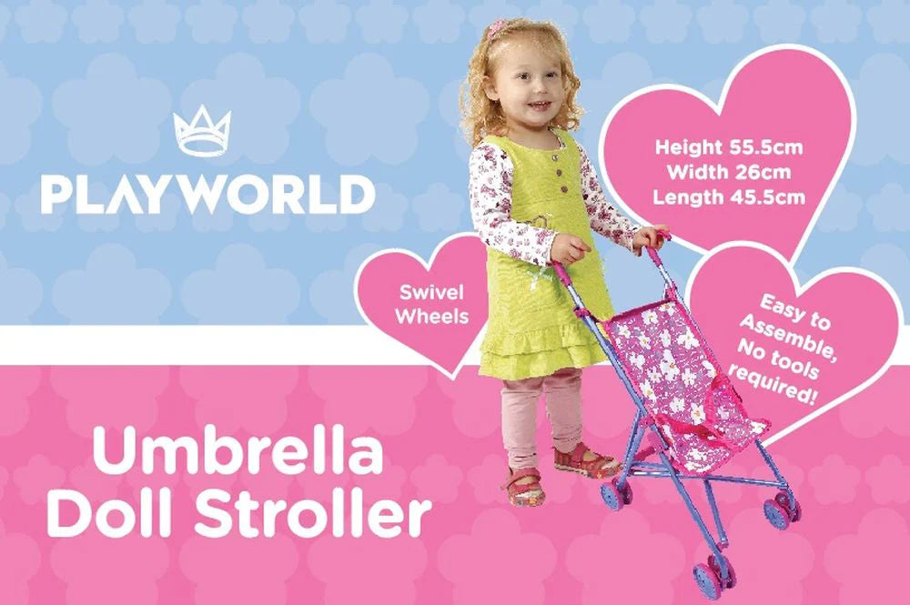 Playworld Umbrella Doll Stroller Pink