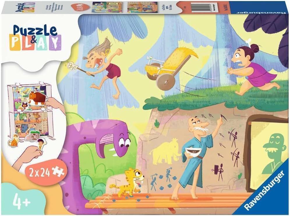 RB05674-3 Puzzle & Play Prehistoric People 2 x 24pc Puzzle
