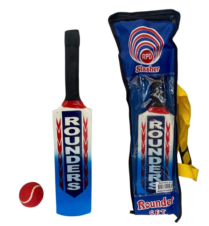 Slasher Wooden Rounders Cricket Bat & Ball