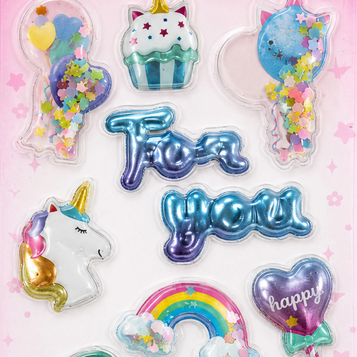 Pink Poppy Glitter Shaker Stickers - UNICORN &amp; BALLOON DOG