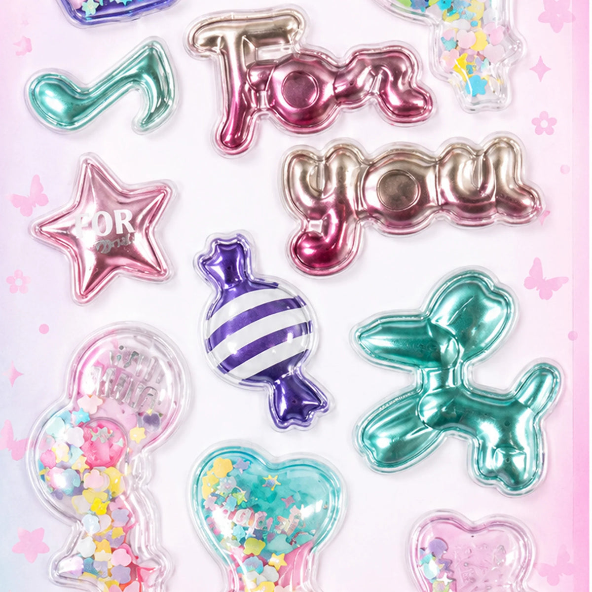 Pink Poppy Glitter Shaker Stickers - UNICORN &amp; BALLOON DOG