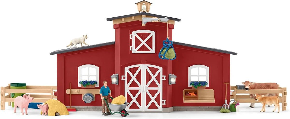 SC42606 Red Barn with Animals &amp; Accessories