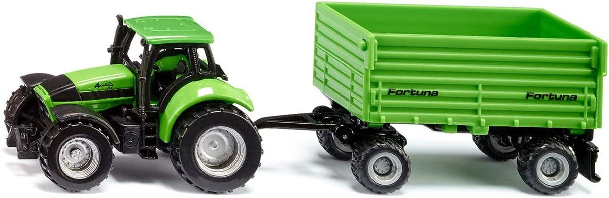 Siku 1606 Deutz-Fahr Tractor with Fortuna 4 wheel Trailer