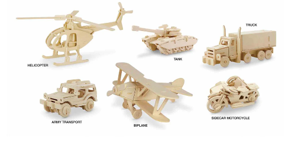 3D Wooden Puzzle Vehicles asstd Styles