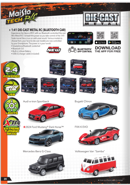 Maisto 1/41 Tech R/C Diecast Mini Metal Car with Bluetooth App Control Assorted