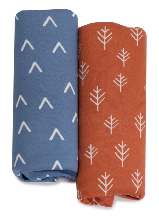 Bubba Blue Nordic 2Pk Jersey Cot Fitted Sheet Denim Clay