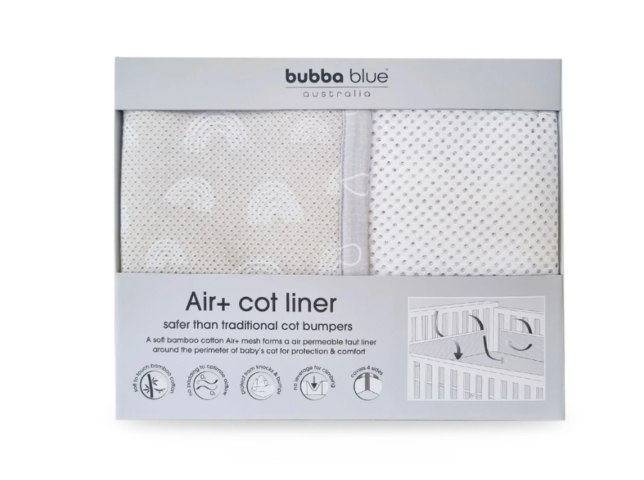 Bubba Blue Breathe Easy Nordic Cot Liner Grey Sand