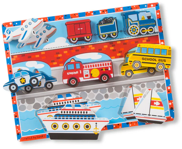 M&amp;D3725 Wooden Chunky Puzzle Vehicles