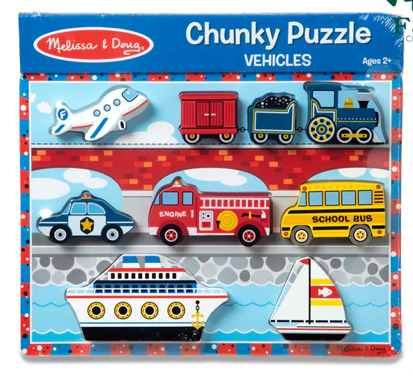M&amp;D3725 Wooden Chunky Puzzle Vehicles
