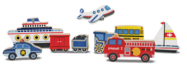 M&amp;D3725 Wooden Chunky Puzzle Vehicles