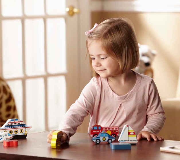 M&amp;D3725 Wooden Chunky Puzzle Vehicles