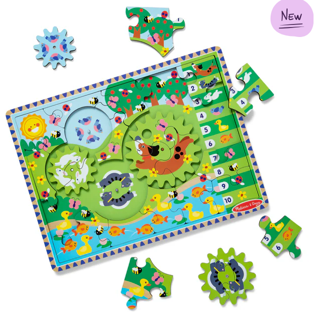 M&amp;D31004 Wooden Gear Puzzle Animal Chase 24pc