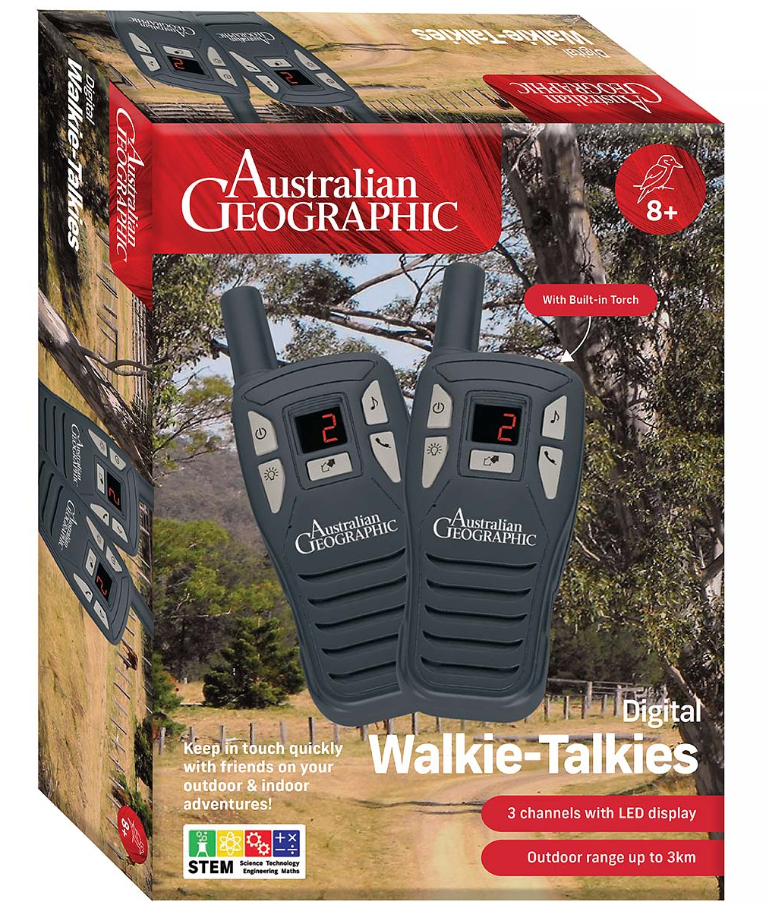 Australian Geographic Digital Walkie Talkies req 6 x AAA batteries