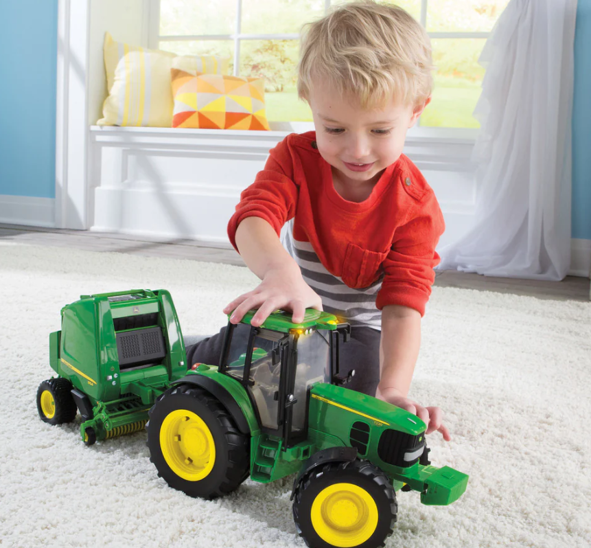Big Farm John Deere 7330 Tractor With Baler