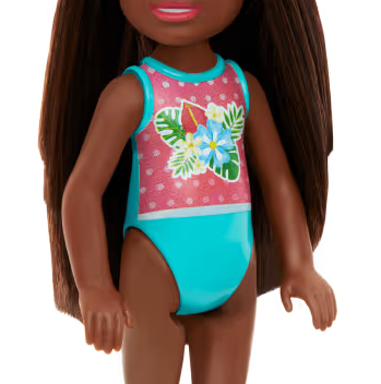 Barbie Chelsea Beach Doll Flower Swimsuit Brunette