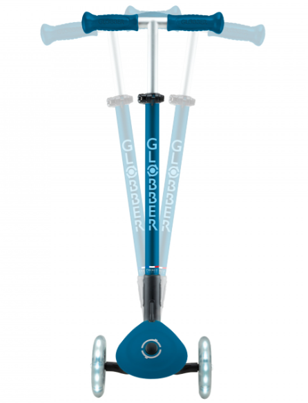 Globber Primo PLUS V2 Foldable Lights 3 Wheel Scooter PETROL BLUE / LIGHT BLUE