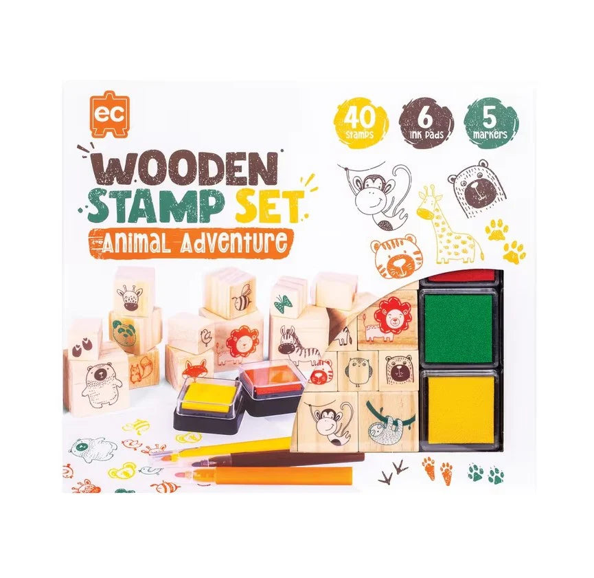 EC Wooden Stamp Set 51pc All About Animals
