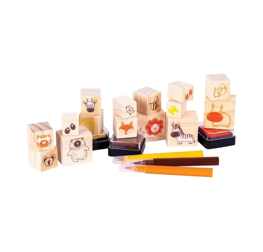 EC Wooden Stamp Set 51pc All About Animals