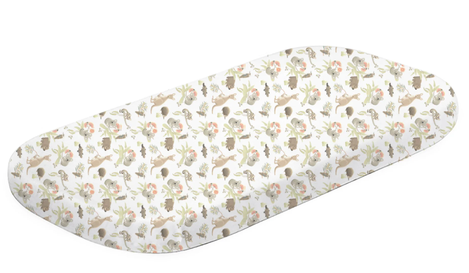 Bubba Blue Aussie Animals Oatmeal Co Sleeper Fitted Sheet 54cm x 88cm x 10cm