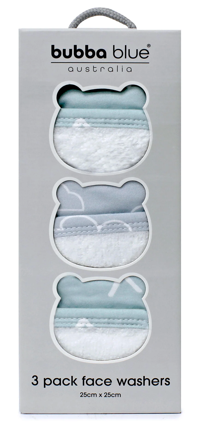 Bubba Blue Nordic 3 Pk Wash Cloth Sky/Mint